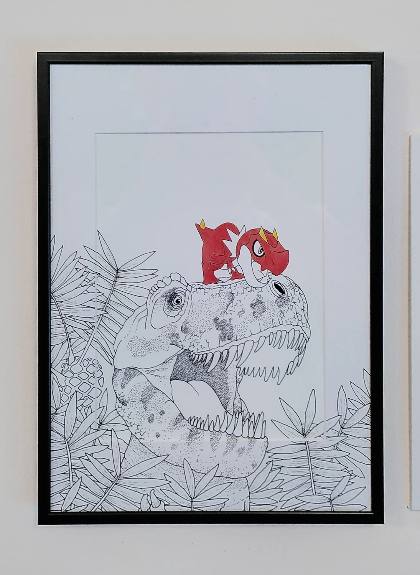 Tirage encadré Tyrunt et T-Rex, par Estelle Cruz